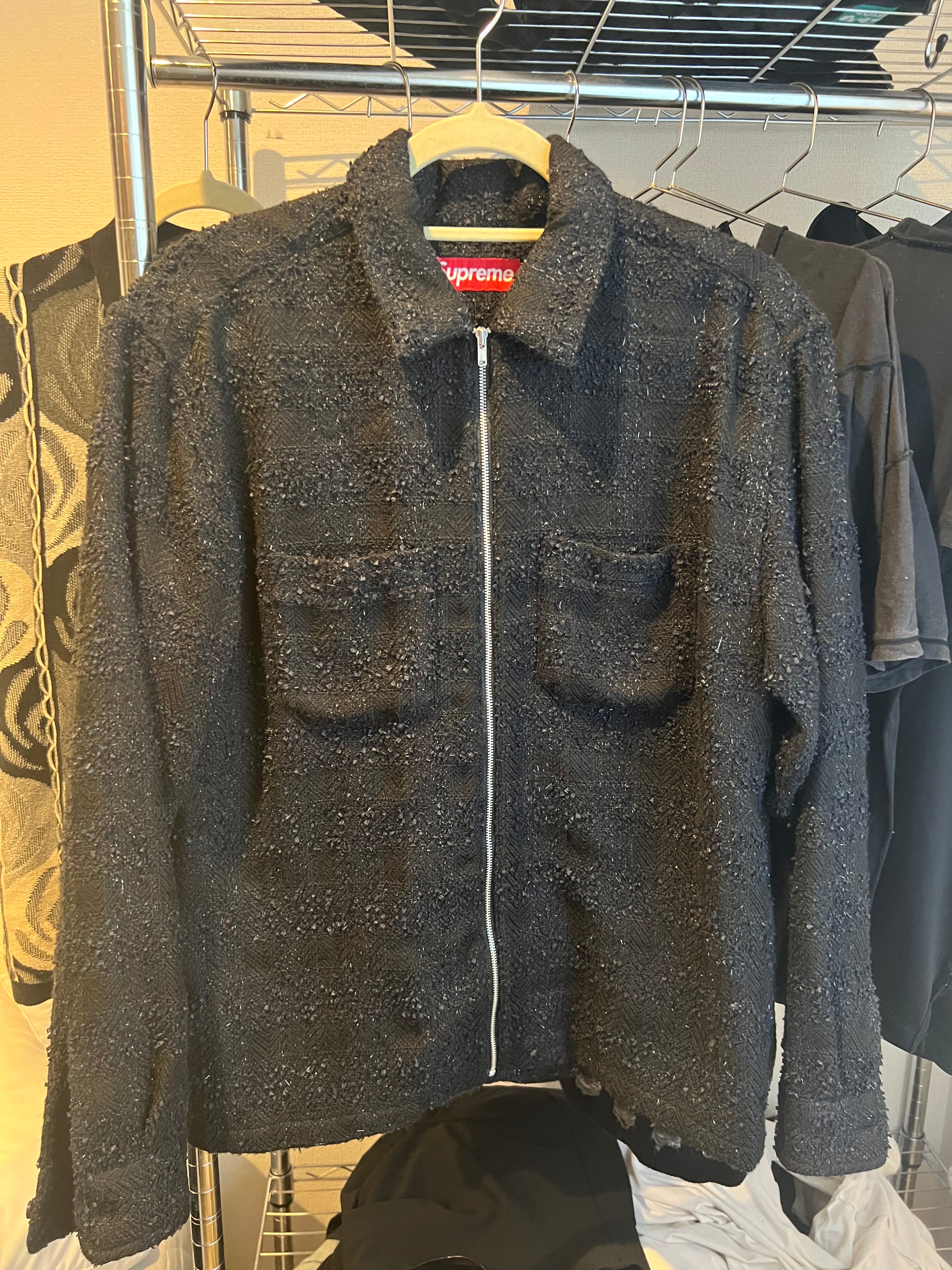 Supreme Boucle Zip Up Shirt "Black"