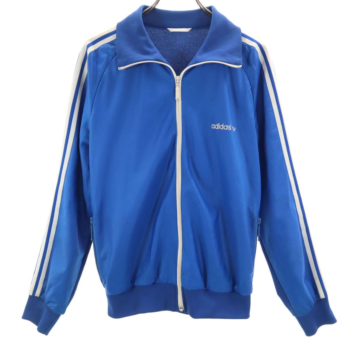adidas アディダス 70s ヴィンテージ トレフォイルロゴ トラックジャケット M 青 ジャージ