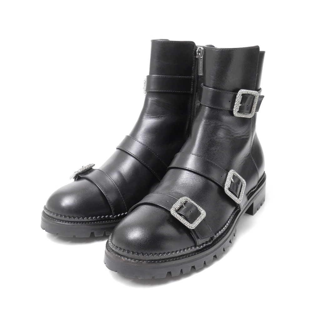 ■美品■JIMMY CHOO ジミーチュウ ブーツ サイズ39 ビジューストラップ ショートブーツ ブランド古着【中古】20260624/RA9911