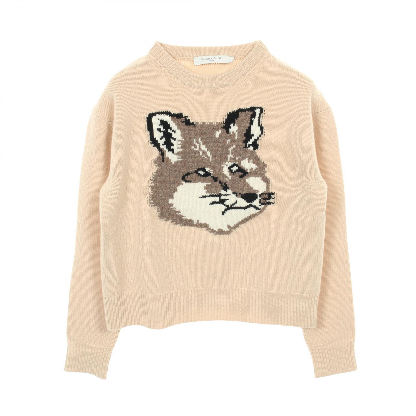 メゾンキツネ MAISON KITSUNE BIG FOX HEAD PULLOVER ニット 衣料品 トップス ウール レディース ベージュ系 【中古】