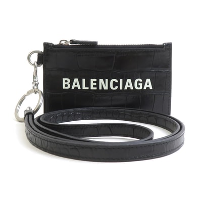 バレンシアガ BALENCIAGA コインケース 型押しレザー ブラック ユニセックス 594848【中古】 h32557a