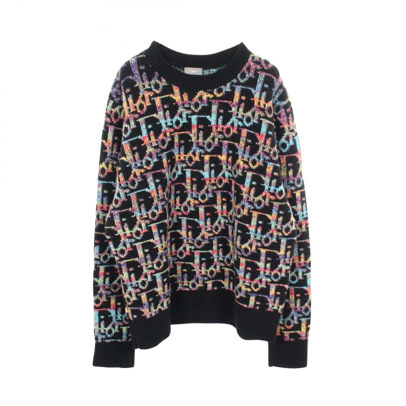 ディオール Dior オブリーク 総柄 ニット 衣料品 トップス ウール メンズ ブラック系 / マルチカラー 193M638AT344 【中古】