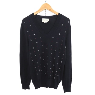 グッチ Vネック セーター ウール ネイビー ニット