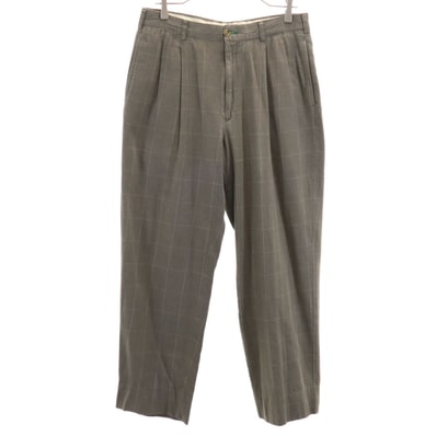 TOMMY HILFIGER トミーヒルフィガー 90s オールド フラッグタグ チェック柄 スラックスパンツ W33 ブラウン