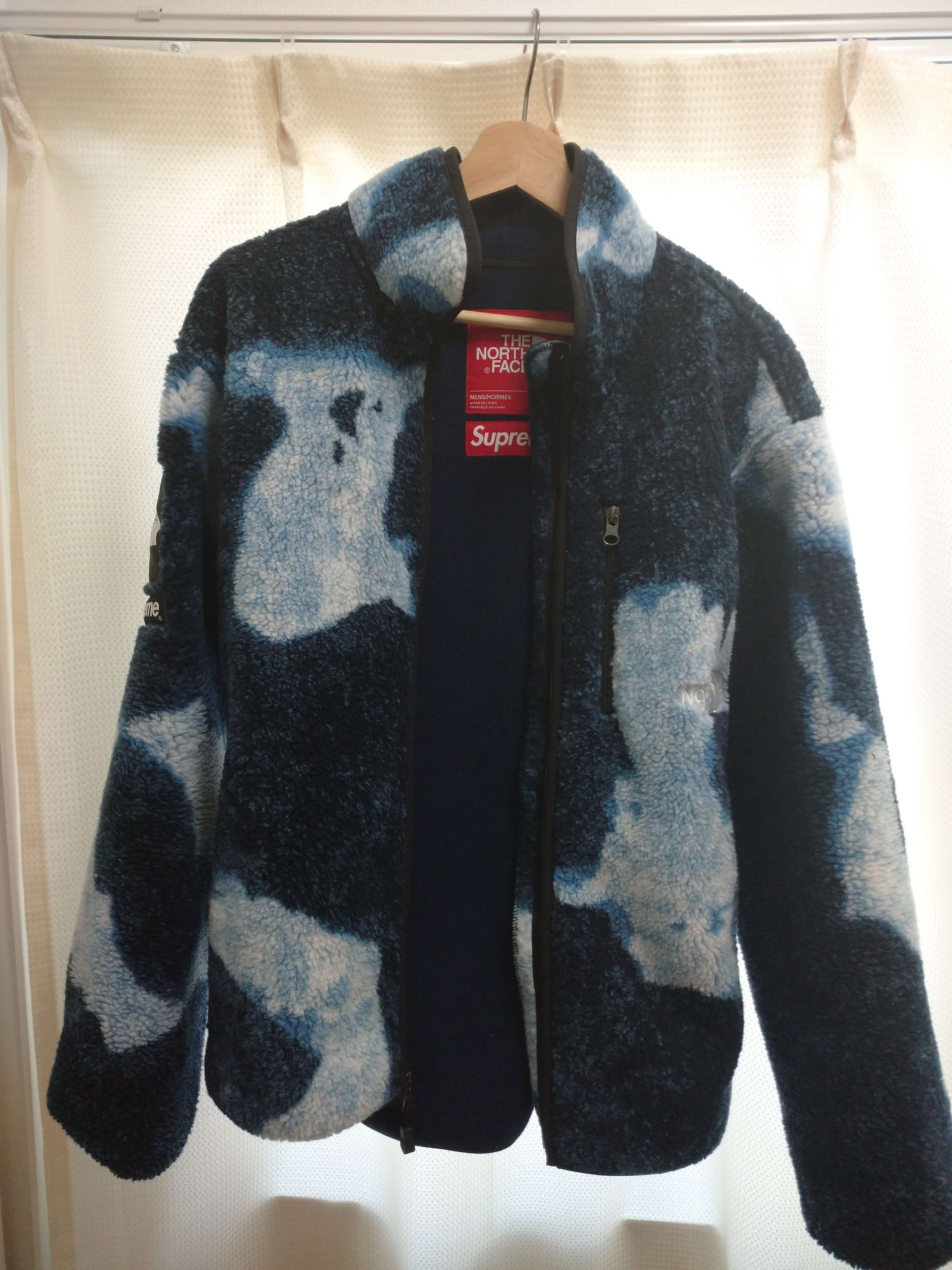 Supreme x The North Face Bleached Denim Print Fleece Jacket "Indigo"