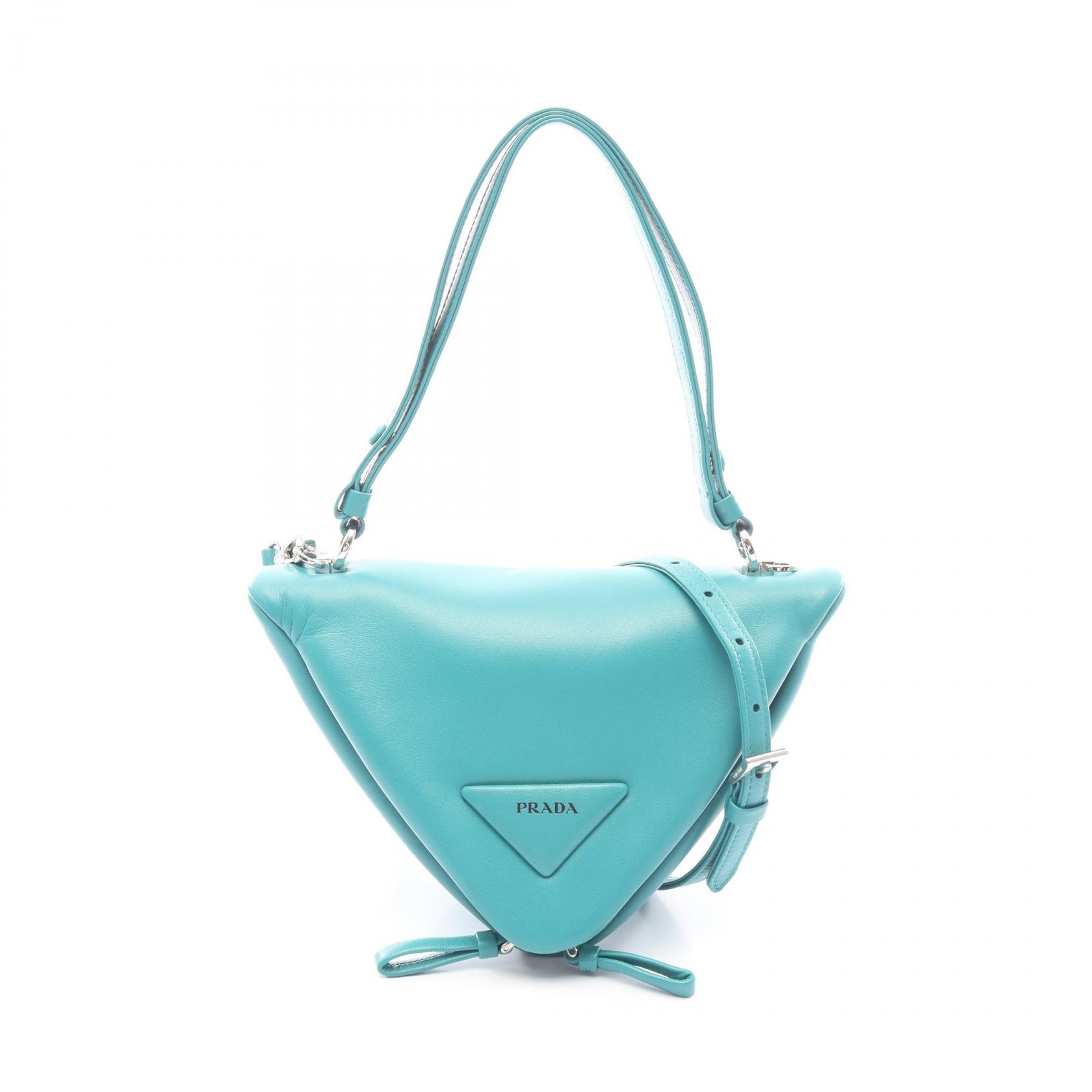 プラダ PRADA トライアングル 2WAY ハンドバッグ バッグ レザー レディース ブルー系 1BA315 【中古】