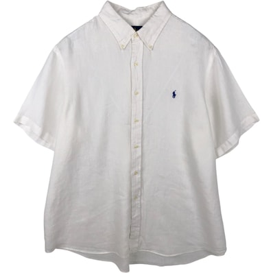 古着 ラルフローレン Ralph Lauren 半袖 リネン ボタンダウンシャツ メンズXXL相当/eaa648022