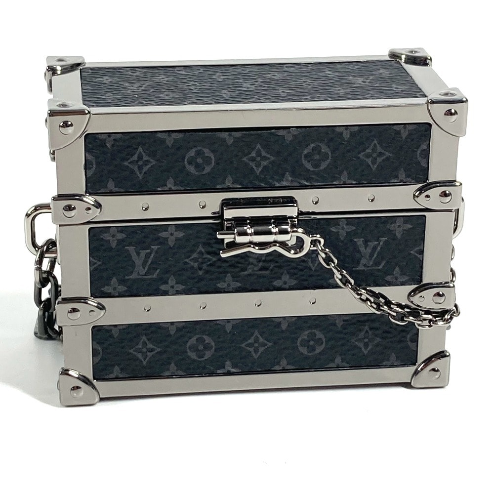 ルイヴィトン LOUIS VUITTON イヤホン ポーチ M77167 モノグラムエクリプス airpods エアポッズ チェーン付き イヤフォンケース モノグラムエクリプスキャンバス ブラック 新品同様