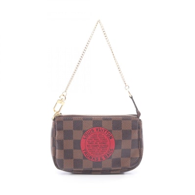 ルイ・ヴィトン LOUIS VUITTON ミニポシェット アクセソワール ダミエエベヌ T&B ハンドバッグ バッグ PVCコーティングキャンバス レザー レッド レディース ブラウン系 / レッド系 N58011 【中古】