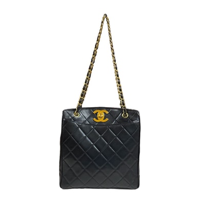 シャネル マトラッセ トートバッグ レザー ブラック レディース CHANEL 中古