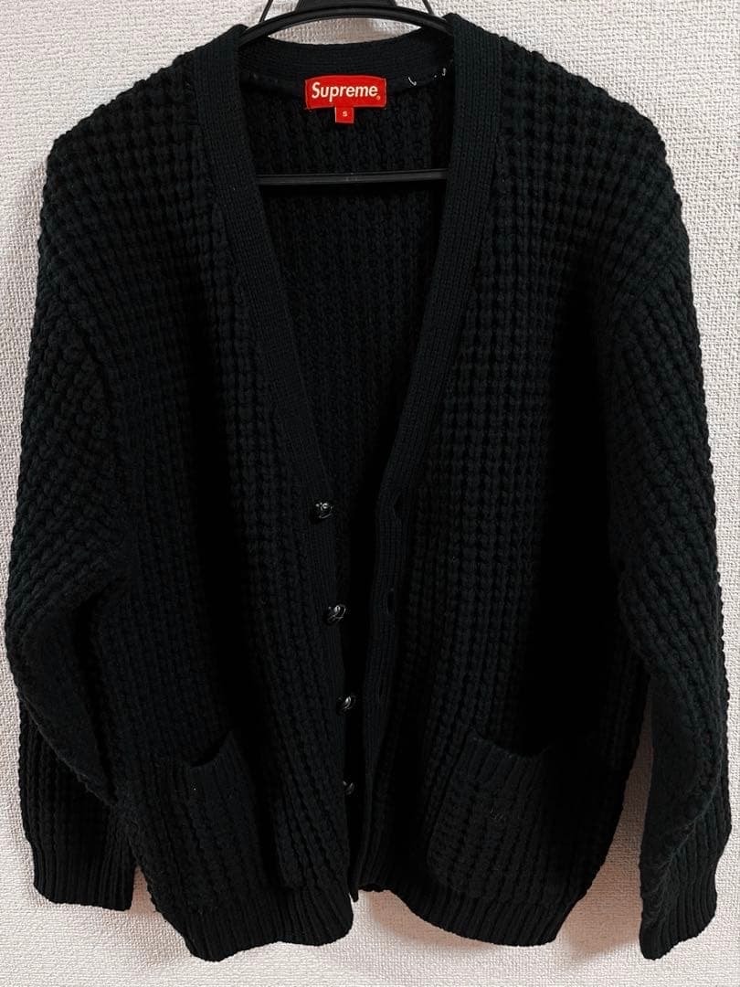 目立った傷や汚れなし】シュプリーム ワッフル ニット カーディガン
