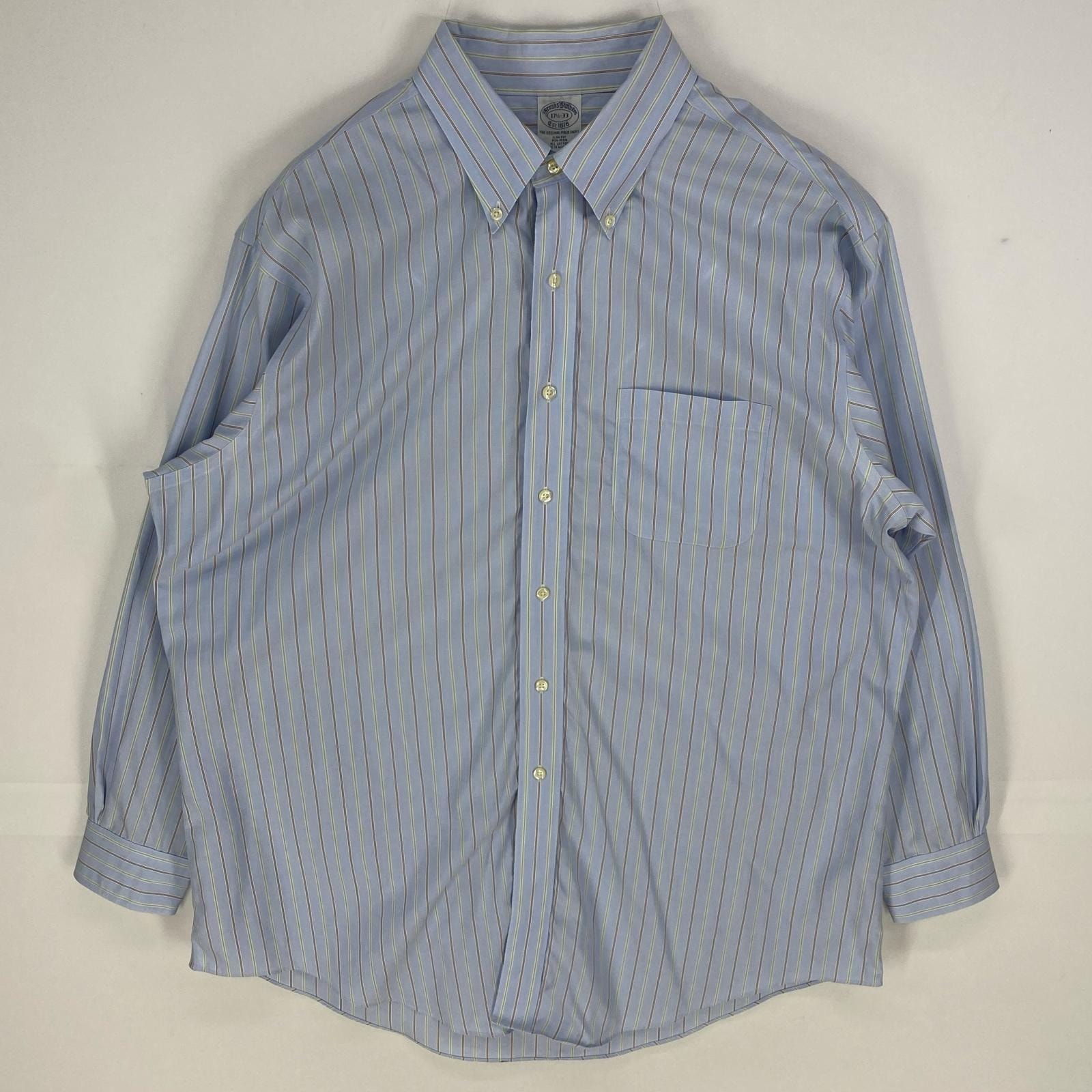 古着 ブルックスブラザーズ Brooks Brothers 長袖シャツ ボタンダウン 1818 ロングスリーブ 17  ブルー系 ストライプ メンズ
