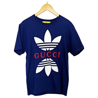 ☆☆GUCCI グッチ adidasコラボ ロゴプリント半袖Tシャツ ネイビー SIZE XS メンズ 箱有