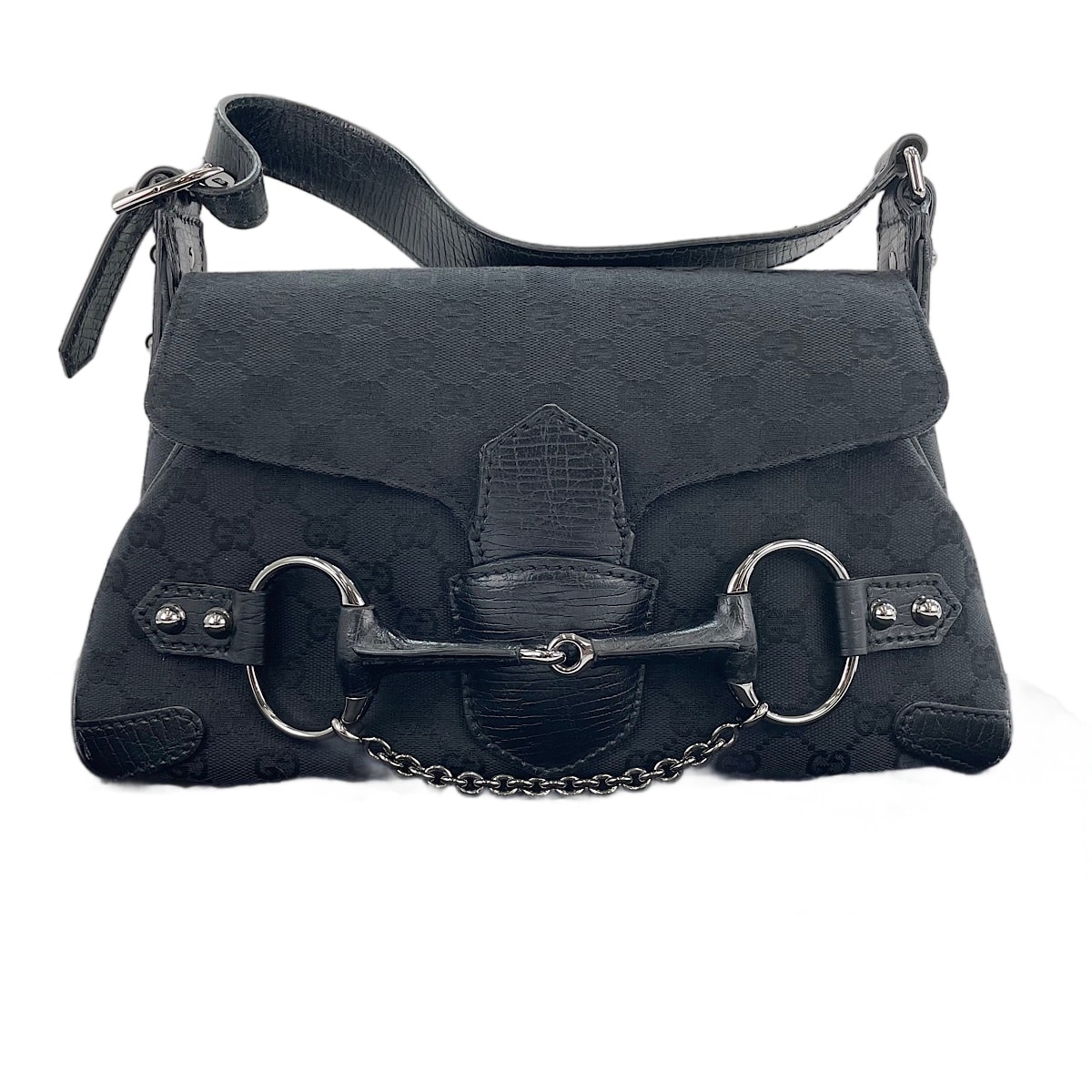 グッチ GUCCI GGキャンバス ホースビット チェーン ハンドバッグ【中古】