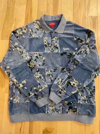 Supreme Floral Patchwork Velour L/S Polo Supreme Floral Patchwork Velour L/S Polo