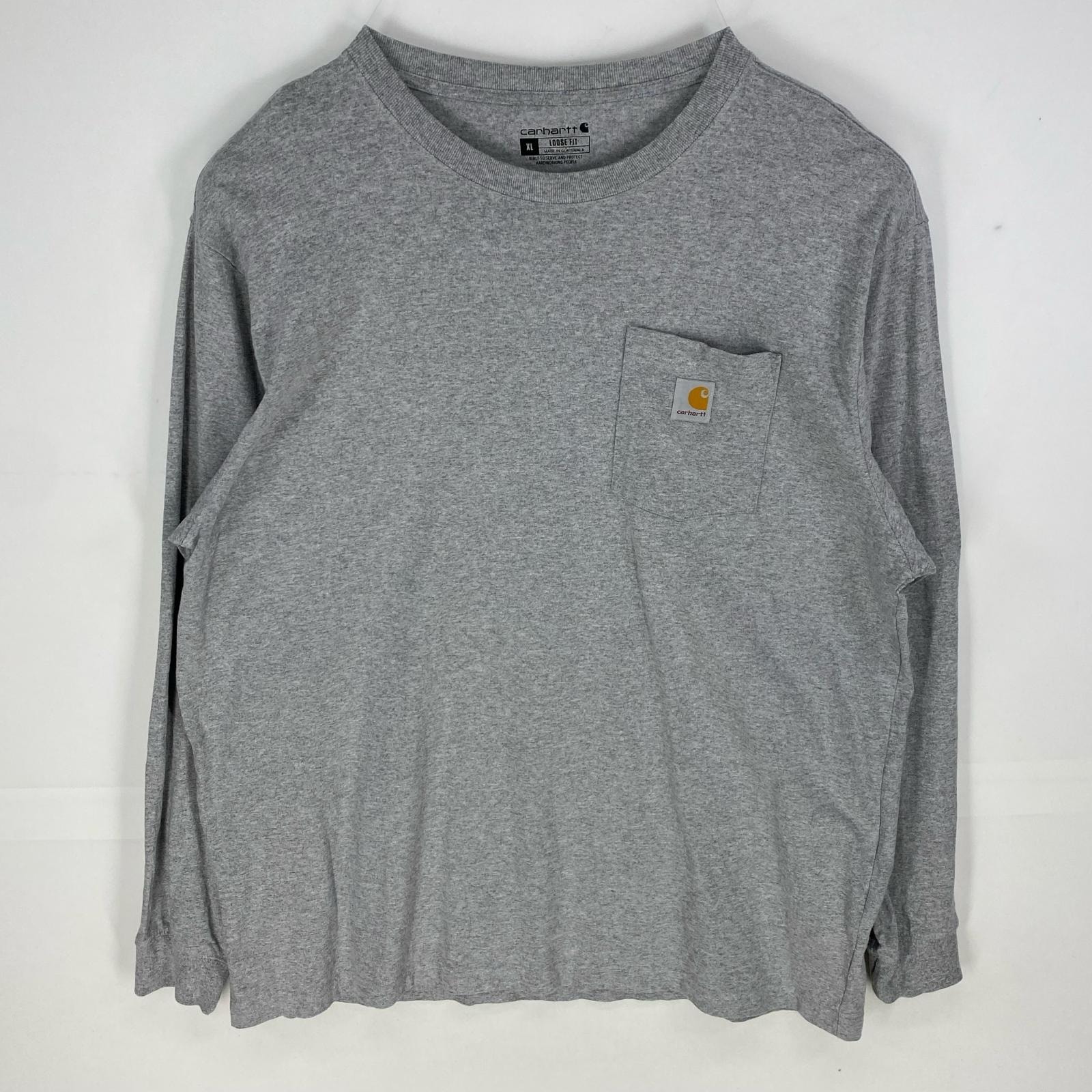 古着 カーハート Carhartt 長袖Tシャツ 胸ポケット ワンポイントロゴ ルーズフィット ロンT XL グレー系 メンズ