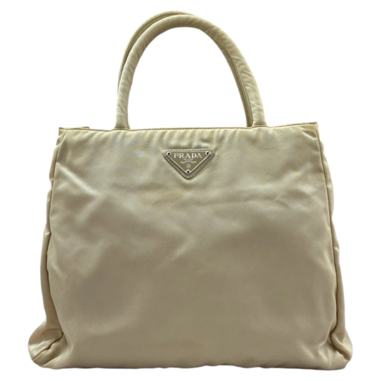 PRADA プラダ テスート 三角ロゴプレート ホワイト シルバー金具 ナイロン トートバッグ ハンドバッグ S1-00032 【中古】