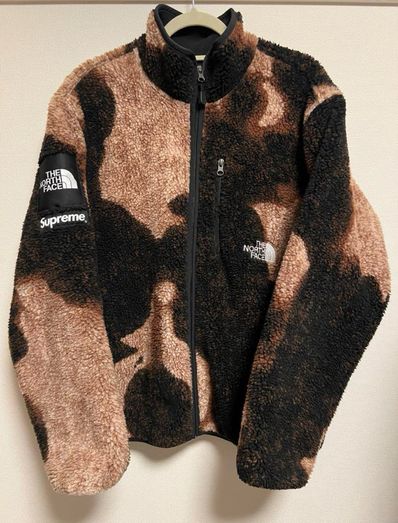Supreme x The North Face Bleached Denim Print Fleece Jacket "Black"