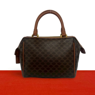 CELINE セリーヌ マカダム ブラゾン 柄 PVC レザー ハンドバッグ ブラウン
37110
