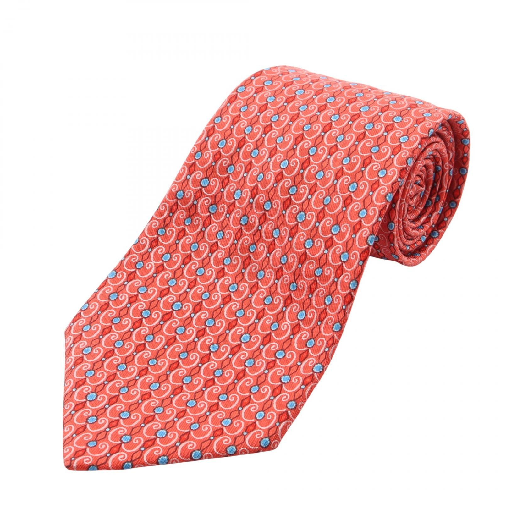 エルメス HERMES 総柄 ネクタイ 衣料品 シルク シルク メンズ レッド系 / ブルー系 / マルチカラー 【中古】