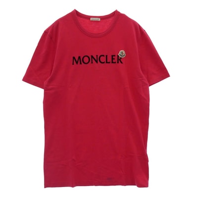 MONCLER モンクレール Tシャツ G20918C00022 8390T モンクレールジャパンタグ T-SHIRT ワッペン付 フロントロゴ Tシャツ 半袖カットソー ピンク系 L【中古】