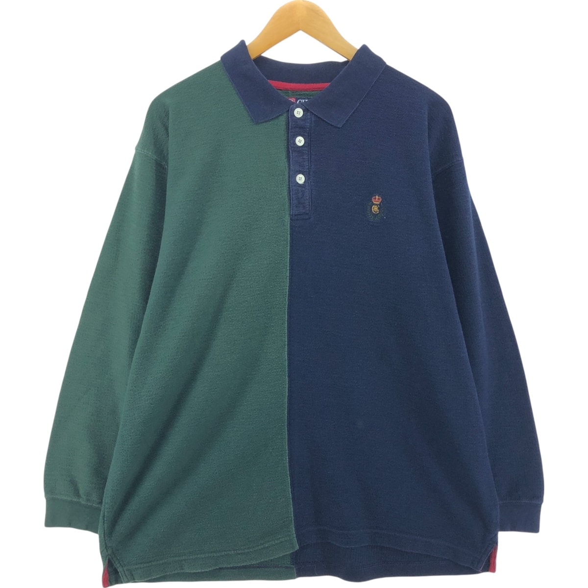 古着 90年代 ラルフローレン Ralph Lauren CHAPS チャップス ツートン 長袖 ポロシャツ メンズXL相当 ヴィンテージ/eaa559641
