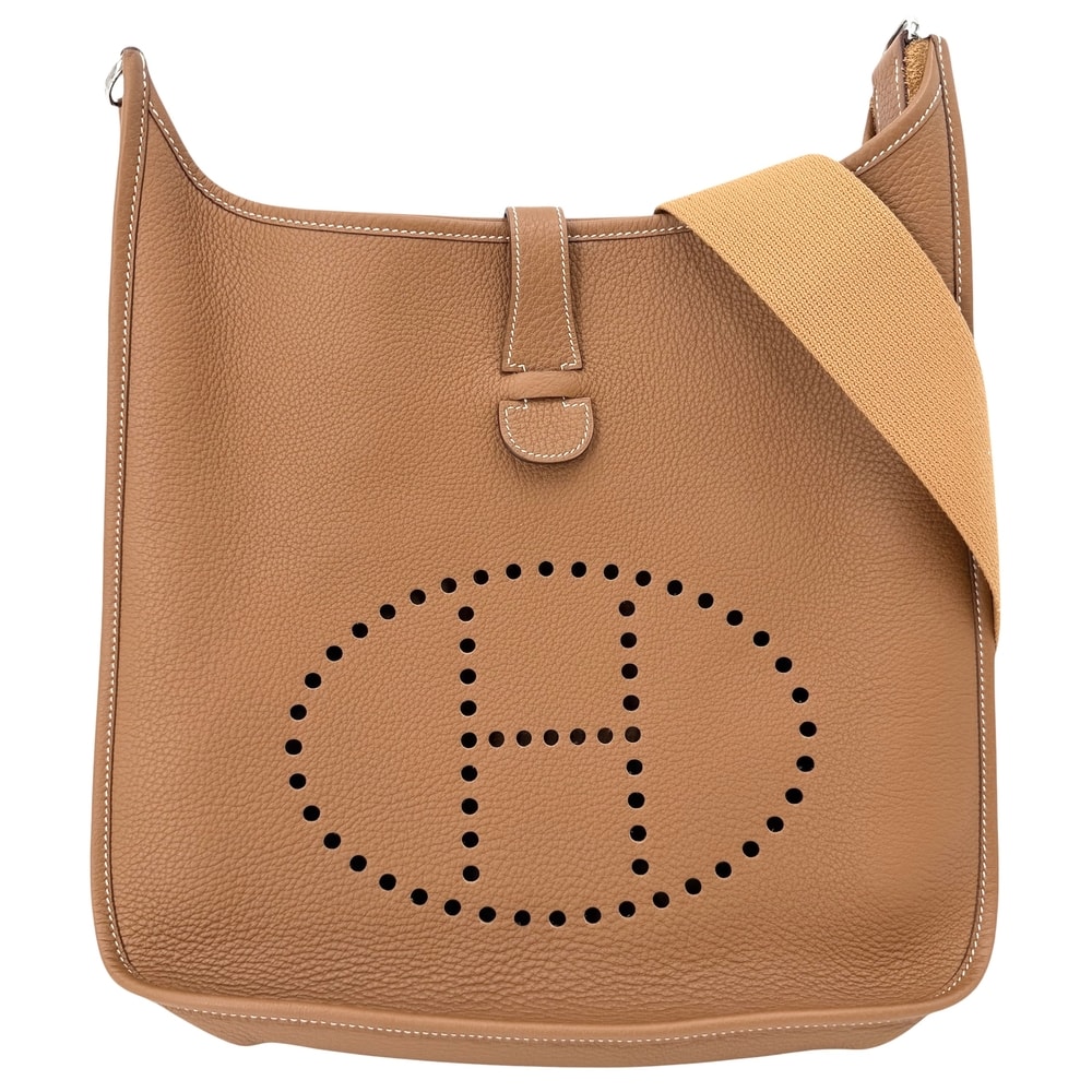 HERMES エルメス ショルダーバッグ エブリン2 GM 肩掛け Evelyne □I刻印 レザー    ブラウン 茶 シルバー金具 レディース 美品 2005年【中古品】