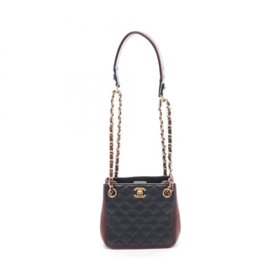 シャネル CHANEL マトラッセ スモール バケット ショルダーバッグ バッグ ラムスキン(羊革) レディース ブラック系 / ボルドー系 AS2230 【中古】