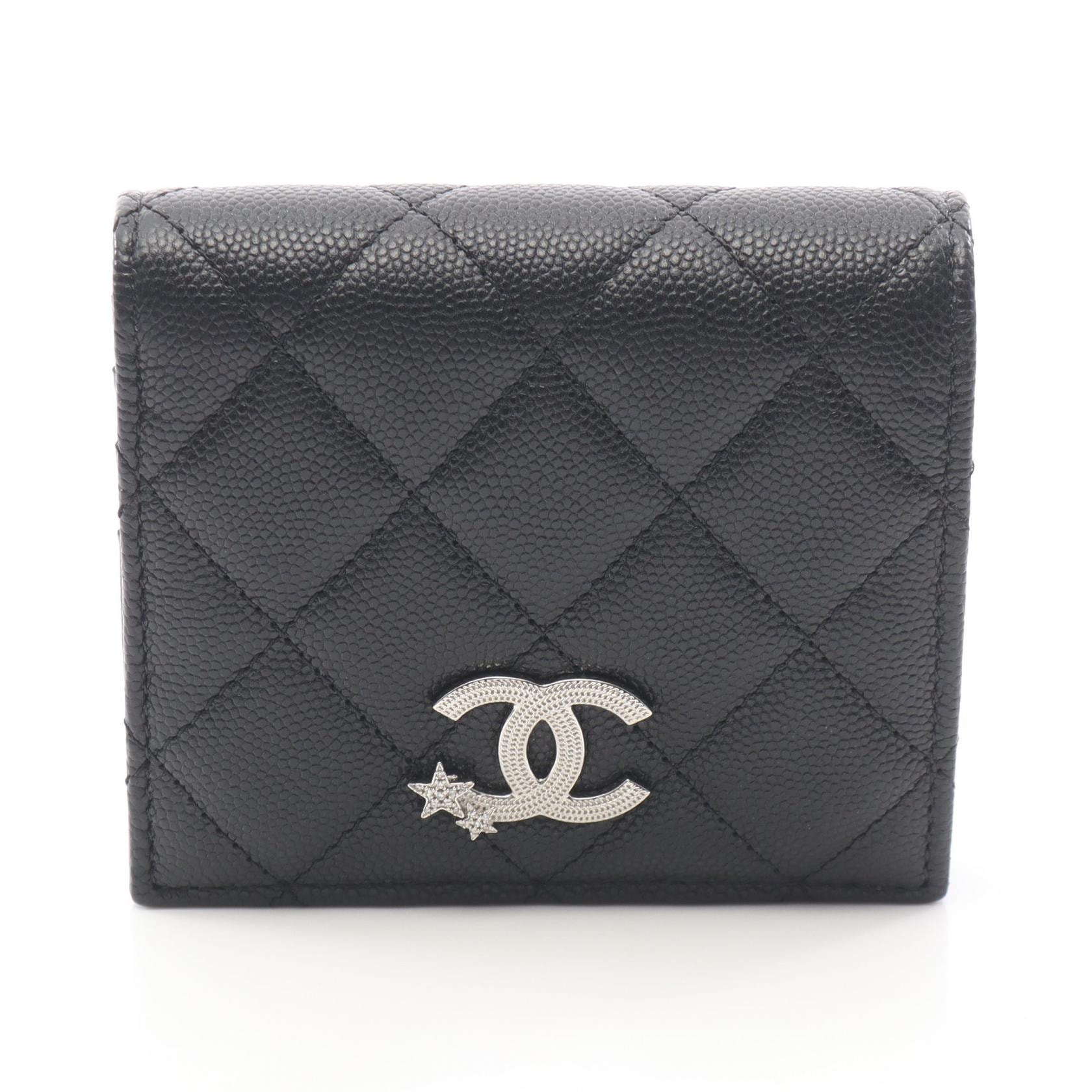 シャネル CHANEL マトラッセ 二つ折り財布 財布 レザー グレインドカーフレザー レディース ブラック系 AP3726 【中古】