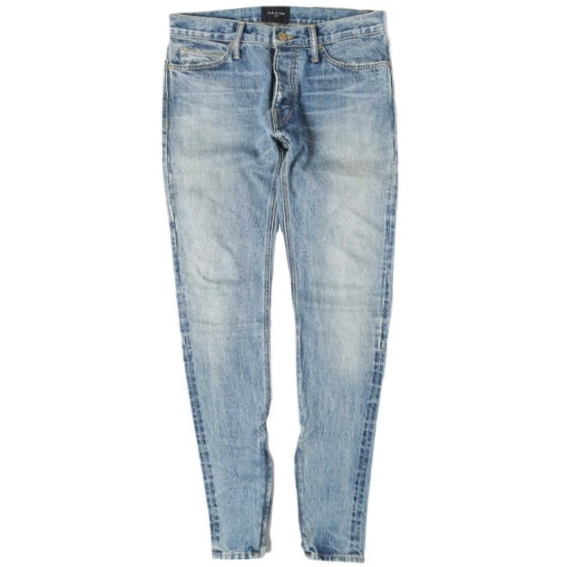 FEAR OF GOD フィアオブゴッド アメリカ製 SELVEDGE DENIM BLEACH VINTAGE JEAN 裾ジップ 5ポケットセルビッチデニムパンツ 5C-17-SDVJ 31 Indigo 定価117,700円 ボタンフライ ジーンズ