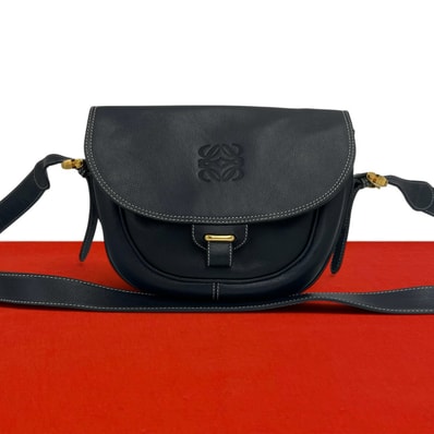 LOEWE ロエベ アナグラム ロゴ レザー ショルダーバッグ ネイビー
951-3