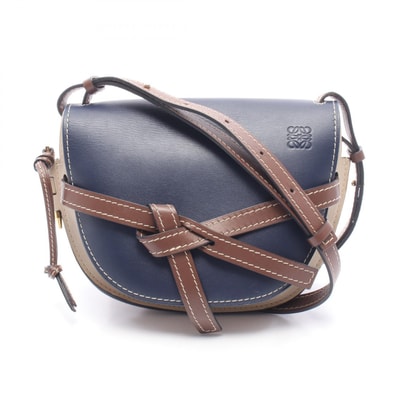 ロエベ LOEWE ゲートバッグ スモール ショルダーバッグ バッグ レザー レディース ネイビー系 / ベージュ系 / ブラウン系 A650T20X40 【中古】