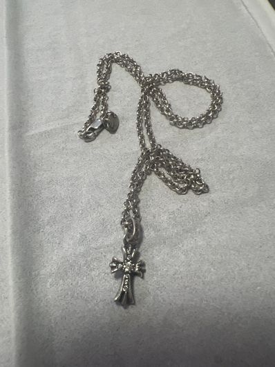 Chrome Hearts K18 WG CH Cross Baby Fat Charm with Pave Diamond "Silver"