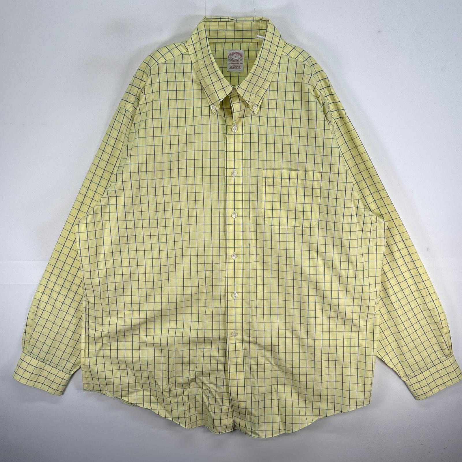 古着 ブルックスブラザーズ Brooks Brothers 長袖シャツ チェック 胸ポケ ボタンダウン XL  イエロー系 マルチカラー メンズ