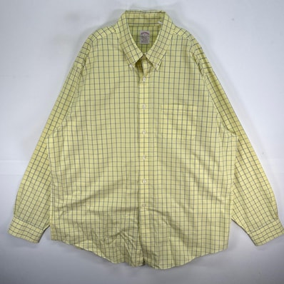 古着 ブルックスブラザーズ Brooks Brothers 長袖シャツ チェック 胸ポケ ボタンダウン XL イエロー系 マルチカラー メンズ