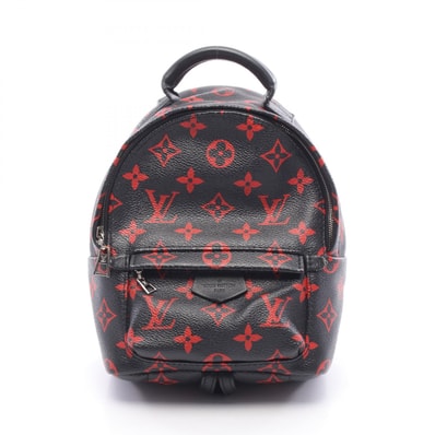 ルイ・ヴィトン LOUIS VUITTON パームスプリングス バックパック ミニ モノグラムアンフラルージュ リュックサック バックパック バッグ PVCコーティングキャンバス レザー レッド レディース ブラック系 / レッド系