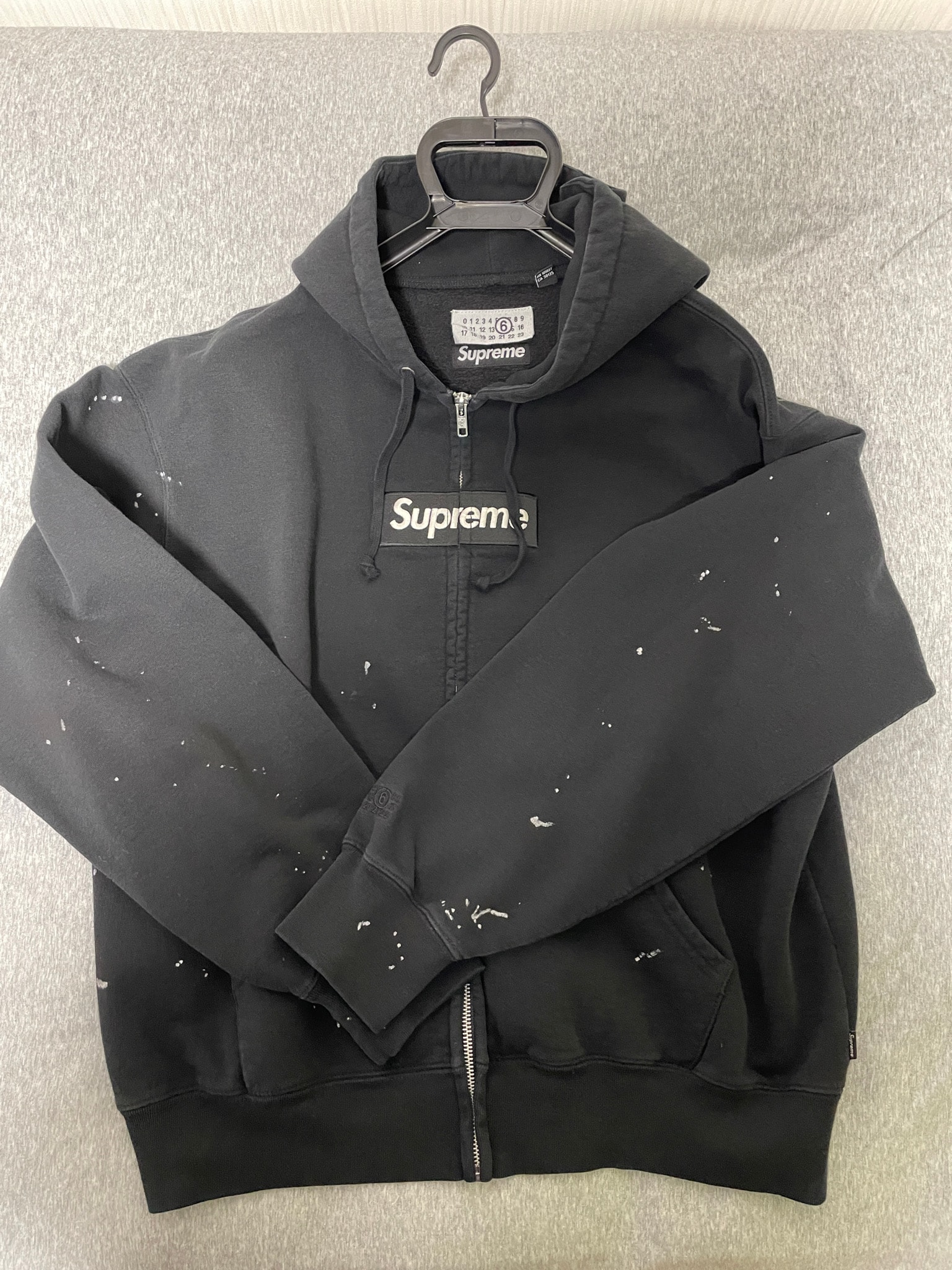 Supreme x MM6 Maison Margiela Box Logo Zip Up Hooded Sweatshirt "Black"