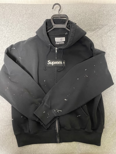 Supreme x MM6 Maison Margiela Box Logo Zip Up Hooded Sweatshirt "Black"