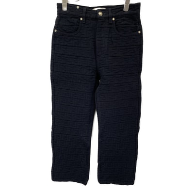 フェンディ FLP797 AQ93 23年 ブラック ズッカ柄 エンボス加工 デニムパンツ 38