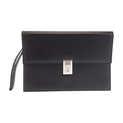 Dunhill ダンヒル ブラック 黒 シルバー金具 レザー クラッチバッグ セカンドバッグ 601869 【中古】