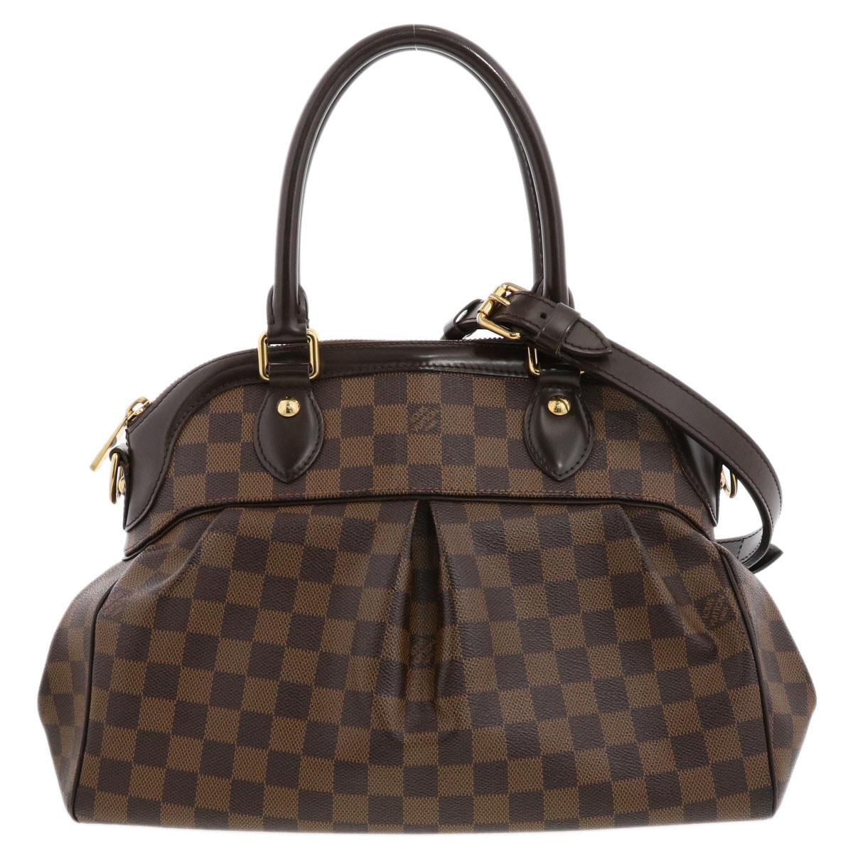【値下げ】 LOUIS VUITTON ルイ・ヴィトン トレヴィPM ハンドバッグ N51997 ダミエキャンバス ブラウン ゴールド金具  レディース【中古】