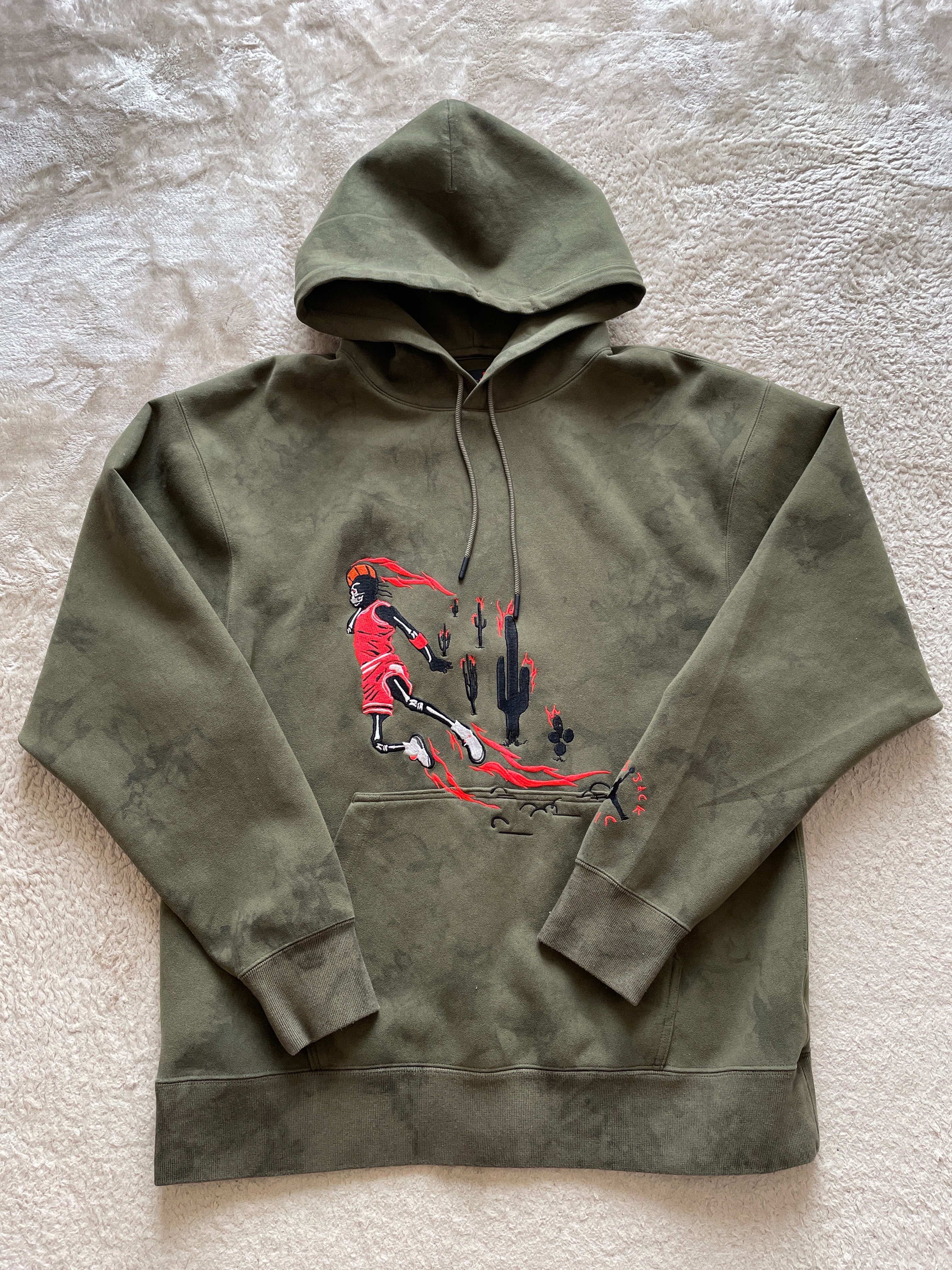 Air Jordan x Travis Washed Suede Hoodie "Olive"