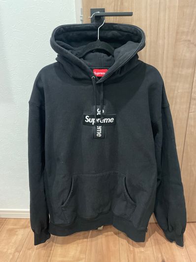 Supreme Cross Box Logo Hooded Sweatshirt "Black"