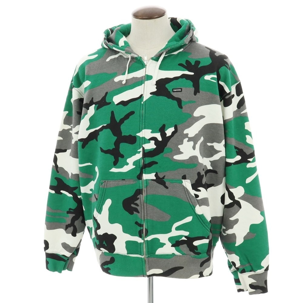 【中古】シュプリーム Supreme 2025年秋冬 Small Box Zip Up Hooded Sweatshirt カモフラ パーカー グリーンxグレー【サイズXL】【メンズ】