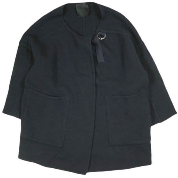 UNUSED アンユーズド 16AW 日本製 Collarless Coat BIGシルエット ウールノーカラーストラップコート US1214 00 ネイビー レディース アウター g26219