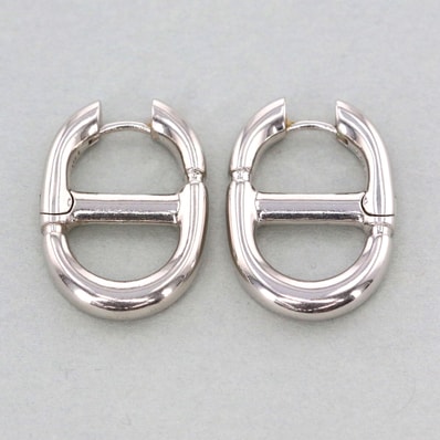 【お値下げ品】Dior ディオール CD NAVY ピアス ピアス 真鍮 シルバー レディース【中古】