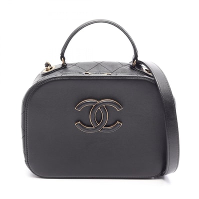 シャネル CHANEL マトラッセ バニティバッグ 2WAY ショルダーバッグ バッグ レザー レディース ブラック系 【中古】