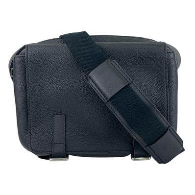 LOEWE ロエベ ミリタリー メッセンジャーバッグ XS ショルダーバッグ 317.12AA72 レザー ブラック メンズ【中古】