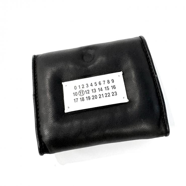 メゾン マルジェラ Maison Margiela GLAM SLAM グラムスラム レザー 三つ折り財布 コンパクトウォレット ブラック S56UI0138【鑑定済み】正規品