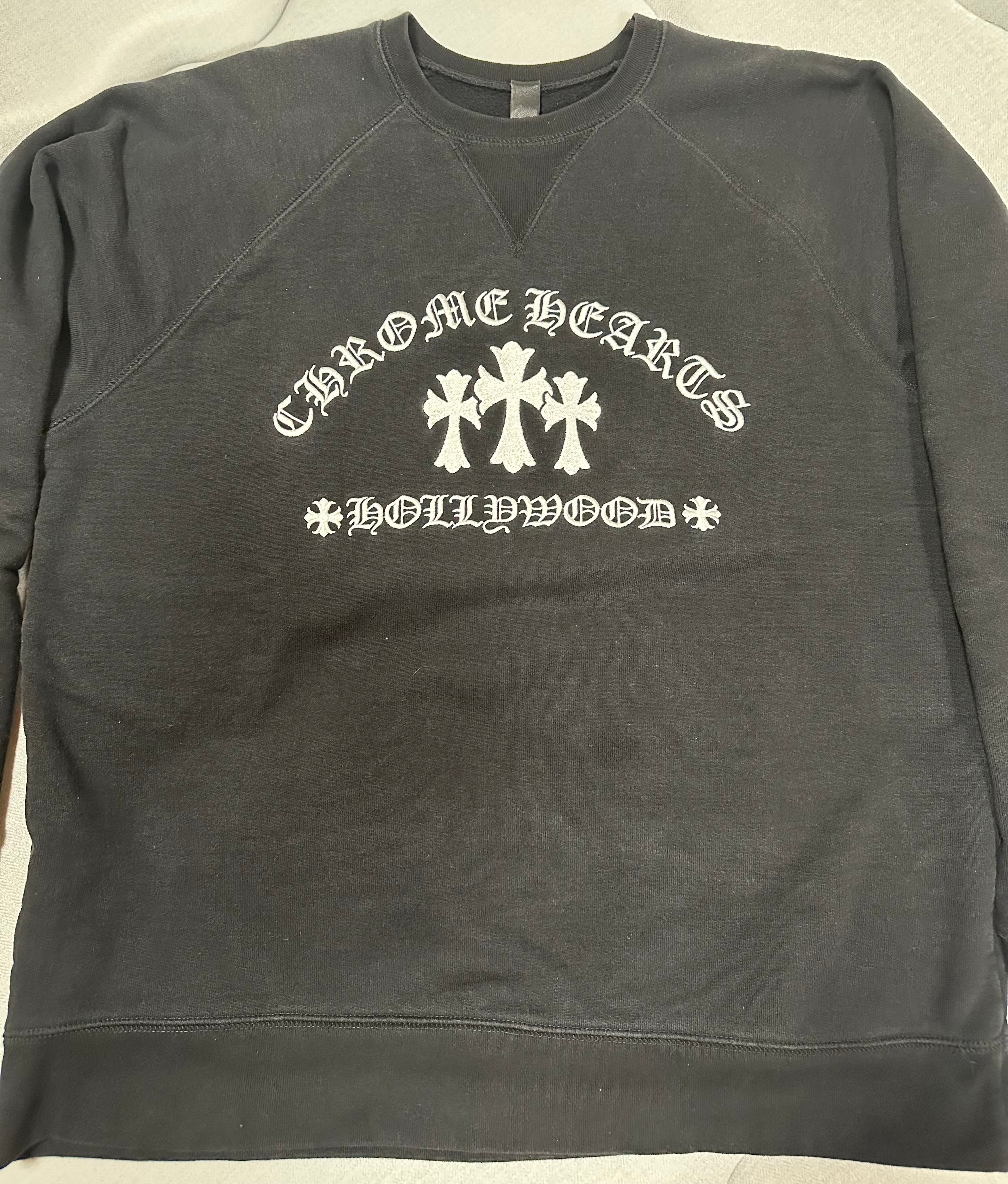 Chrome Hearts Sailin on Crew Triple Cross Logo Embroidery Sweat with Label "Black"